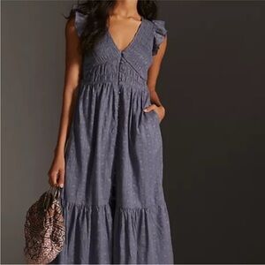 Anthropologie Peregrine dress in gray/blue color. Size XS..